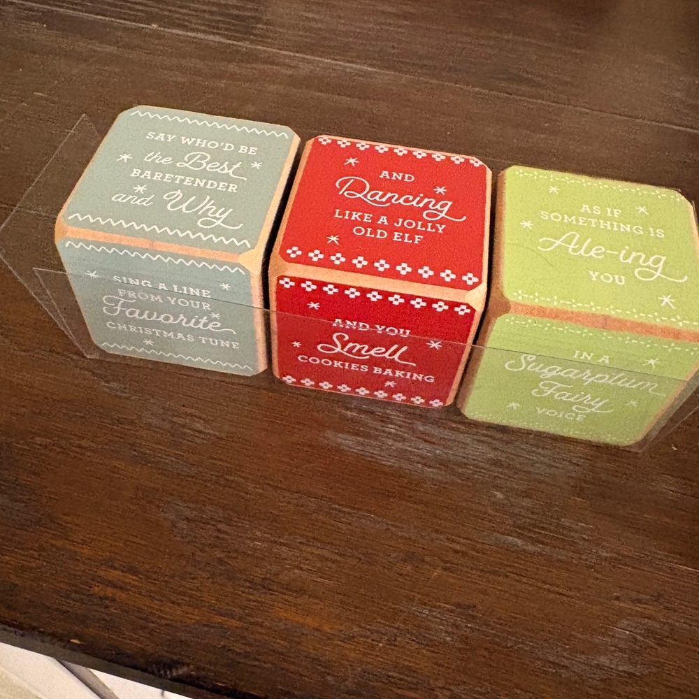 Holiday Happy Hour Party Game Dice Set - Red, Green, Gray - Picture 6 of 7